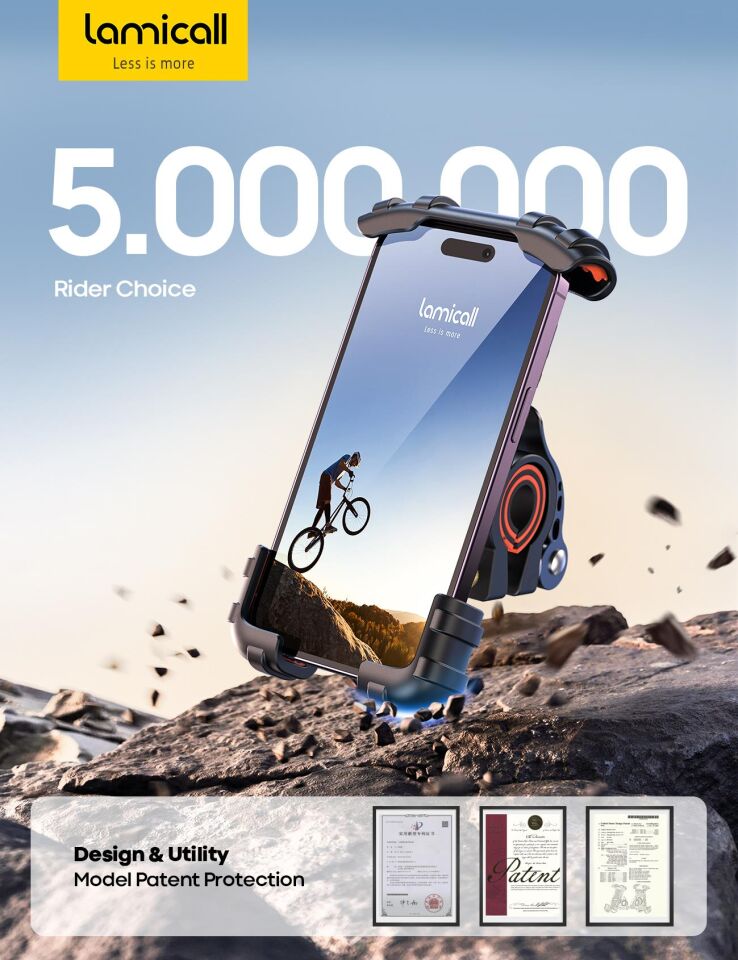 Lamicall Motosiklet ve Bisiklet Telefon Tutucu 360 Derece Döndürülebilir BM02ORANGE