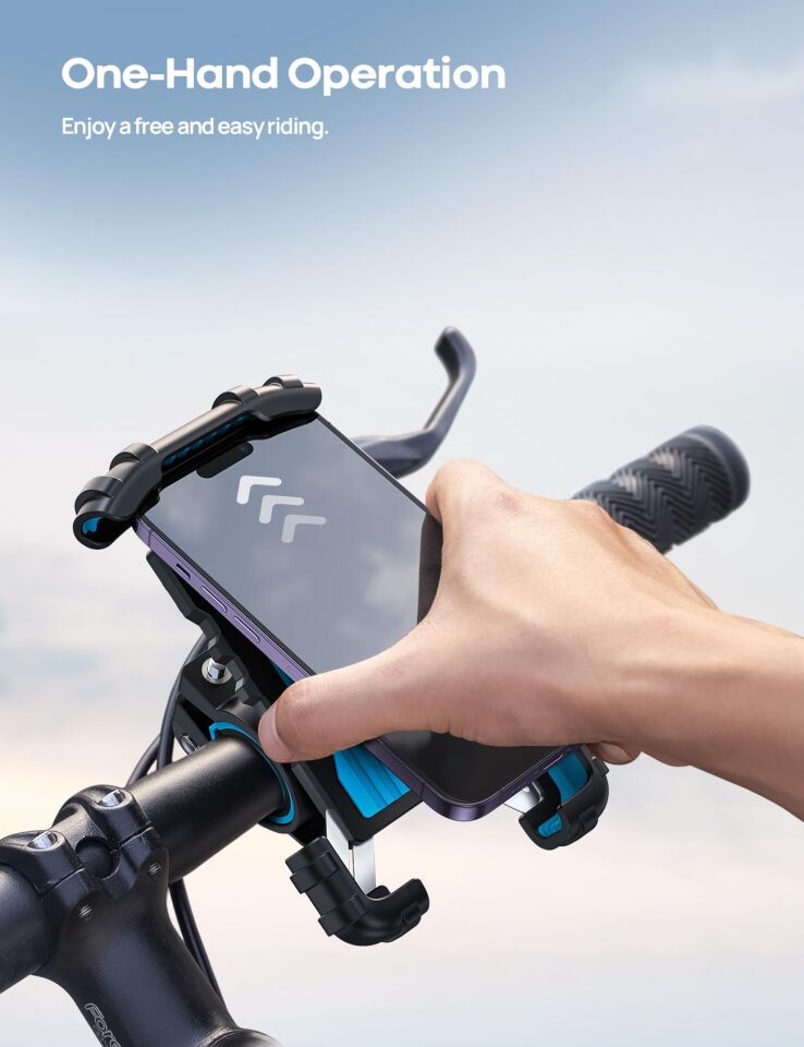 Lamicall Motosiklet ve Bisiklet Telefon Tutucu 360 Derece Döndürülebilir BM02BLUE