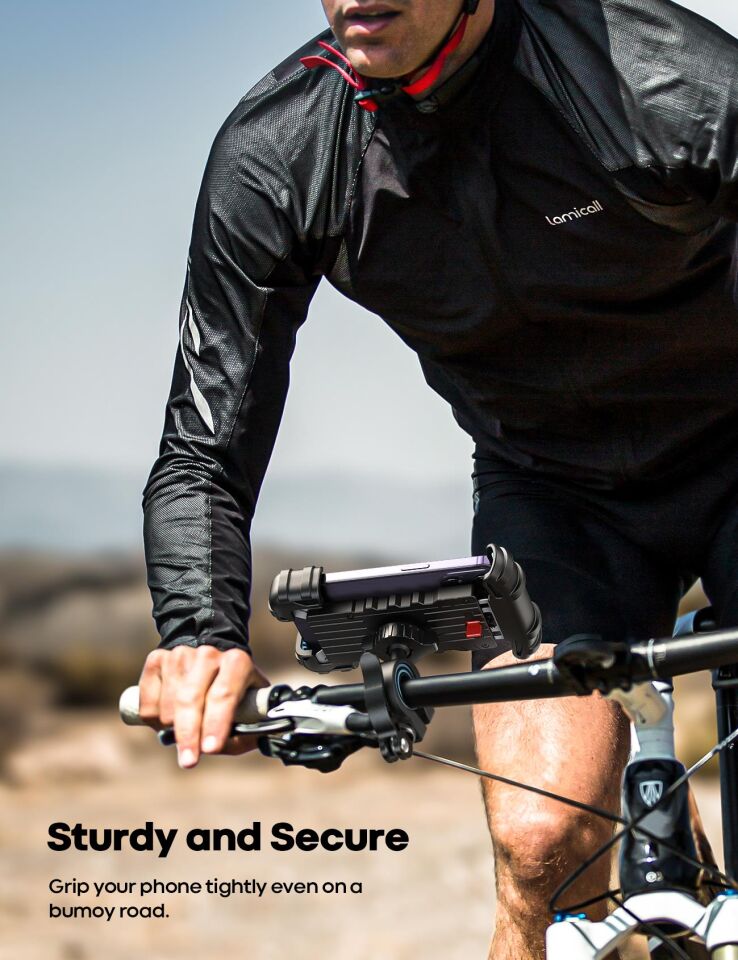 Lamicall Motosiklet ve Bisiklet Telefon Tutucu 360 Derece Döndürülebilir BM02BLUE