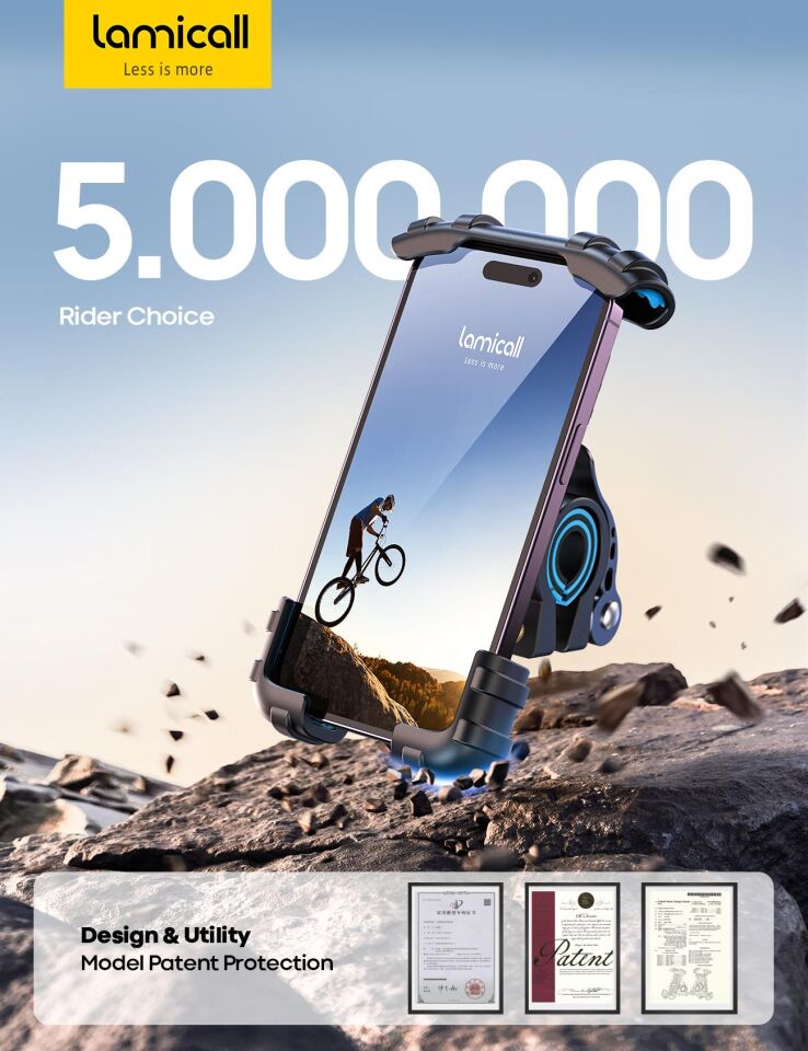 Lamicall Motosiklet ve Bisiklet Telefon Tutucu 360 Derece Döndürülebilir BM02BLUE
