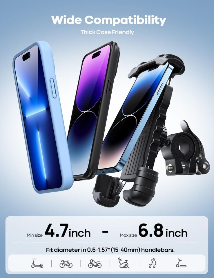 Lamicall Motosiklet ve Bisiklet Telefon Tutucu 360 Derece Döndürülebilir BM02BLACK