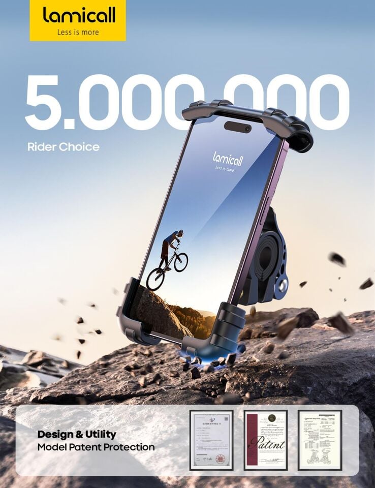 Lamicall Motosiklet ve Bisiklet Telefon Tutucu 360 Derece Döndürülebilir BM02BLACK