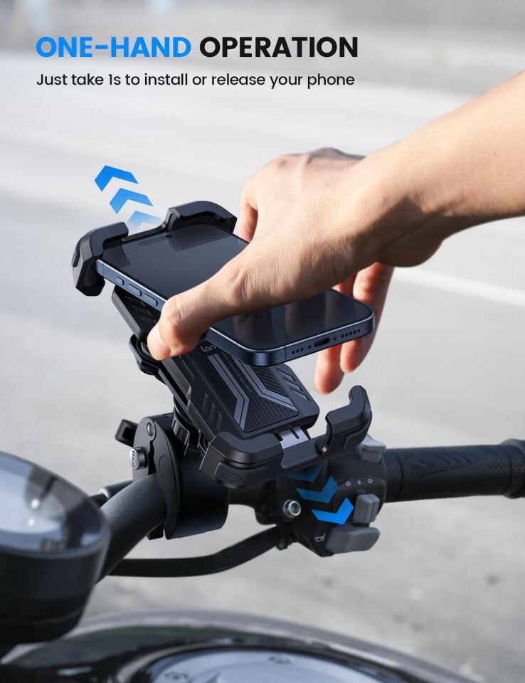 Lamicall Motosiklet için Telefon Tutucu Çift Titresim Engelleyici ve Sarsinti Önleyici BCSP01
