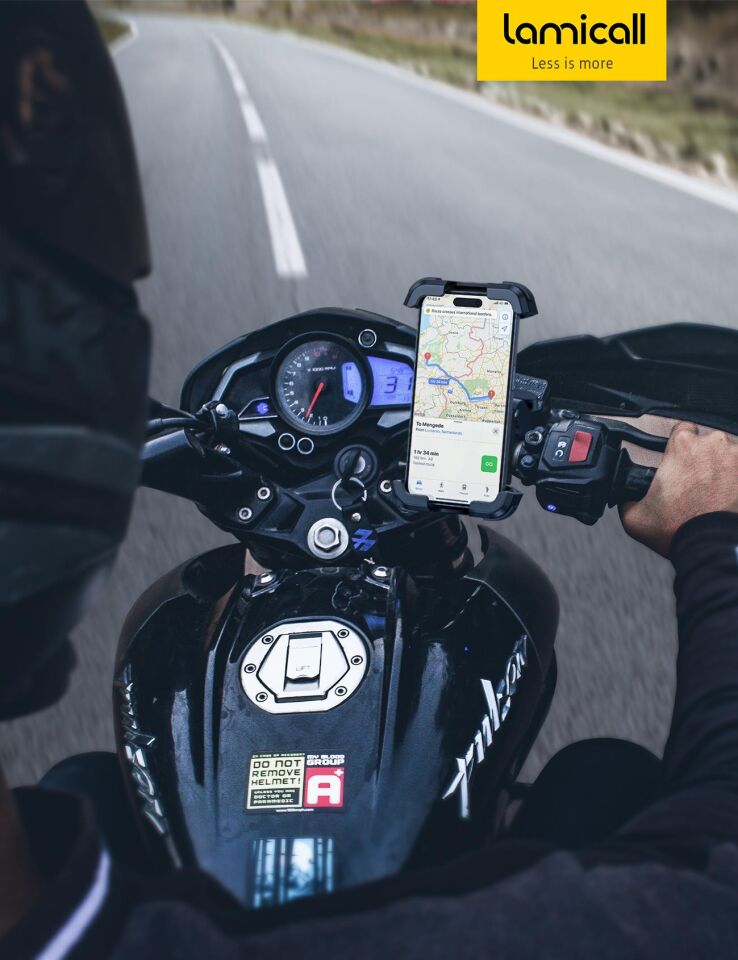Lamicall Motosiklet için Telefon Tutucu Çift Titresim Engelleyici ve Sarsinti Önleyici BCSP01