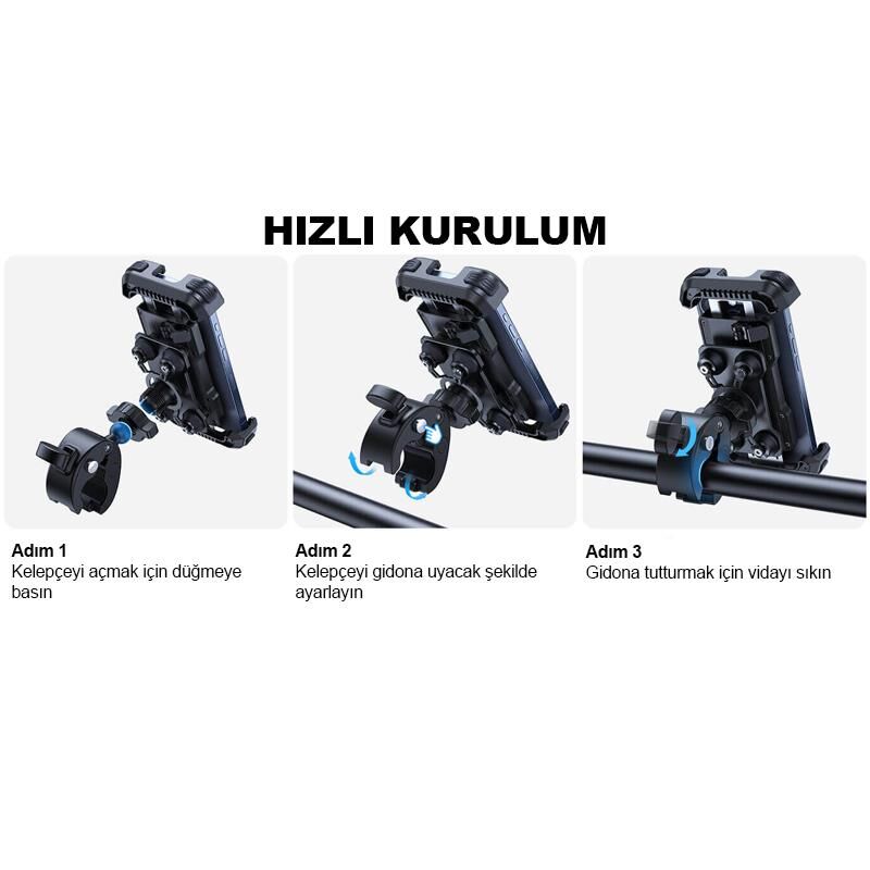 Lamicall Motosiklet için Telefon Tutucu Çift Titresim Engelleyici ve Sarsinti Önleyici BCSP01