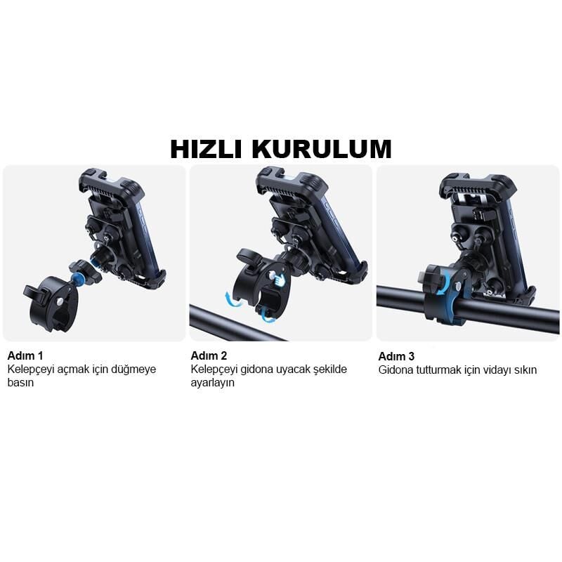 Lamicall Motosiklet için Telefon Tutucu Çift Titresim Engelleyici ve Sarsinti Önleyici BCSP01