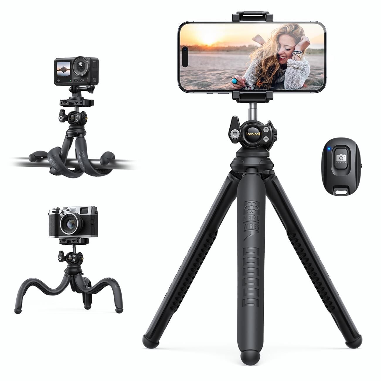Lamicall Cep Telefonu ve Kamera Uzaktan Kumandali Selfie Çubugu Tripod STTP02