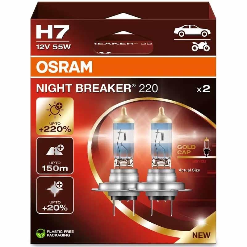 Osram Far Ampulü Halojen H7 12V 55W Night Breaker 220 64210NB220-2HB