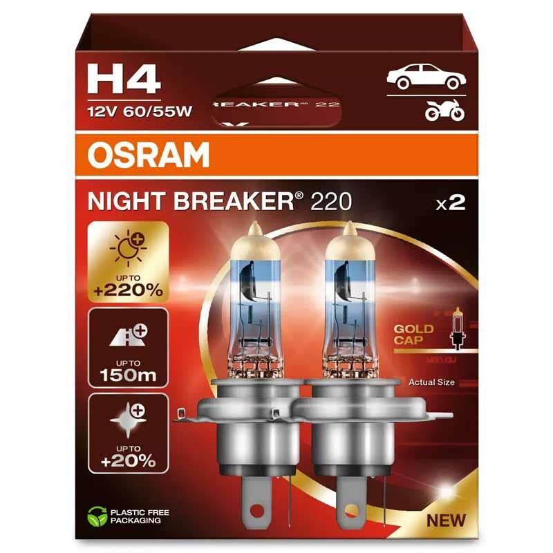 Osram Far Ampulü Halojen H4 12V 55/60W Night Breaker 220 64193NB220-2HB