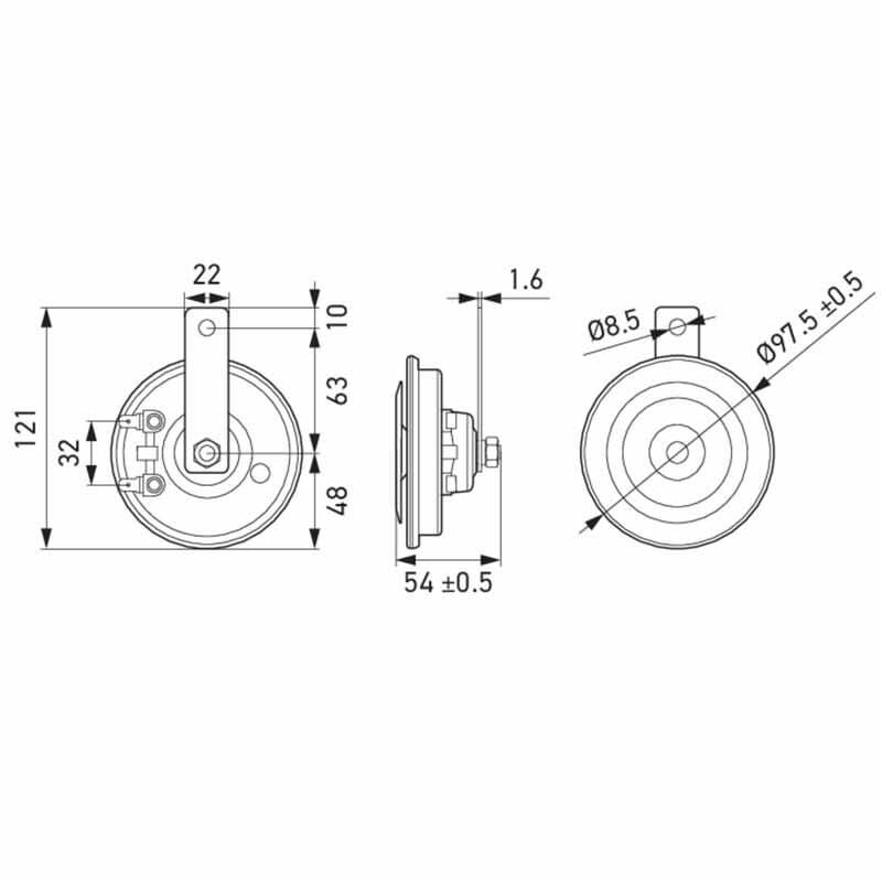 Hella Düsük/Yüksek Ton Korna 12V 335-400HZ 115 DBA 3AM012588-341