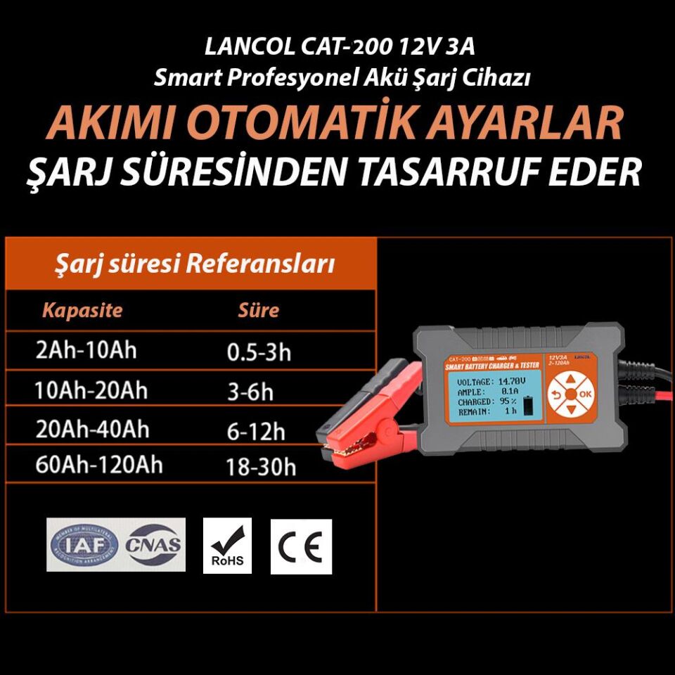 Lancol Akü Test ve Sarj Cihazi 12V/3A CAT-200