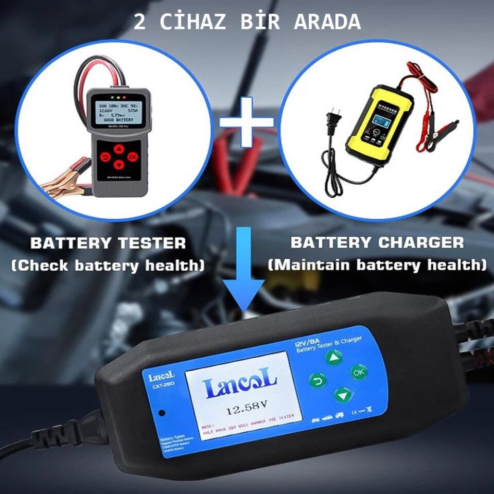 Lancol Akü Test ve Sarj Cihazi 12V/8A CAT-280